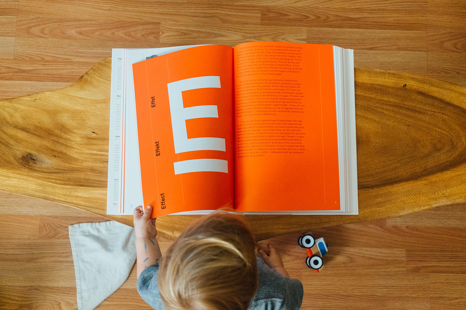 Child looking through book